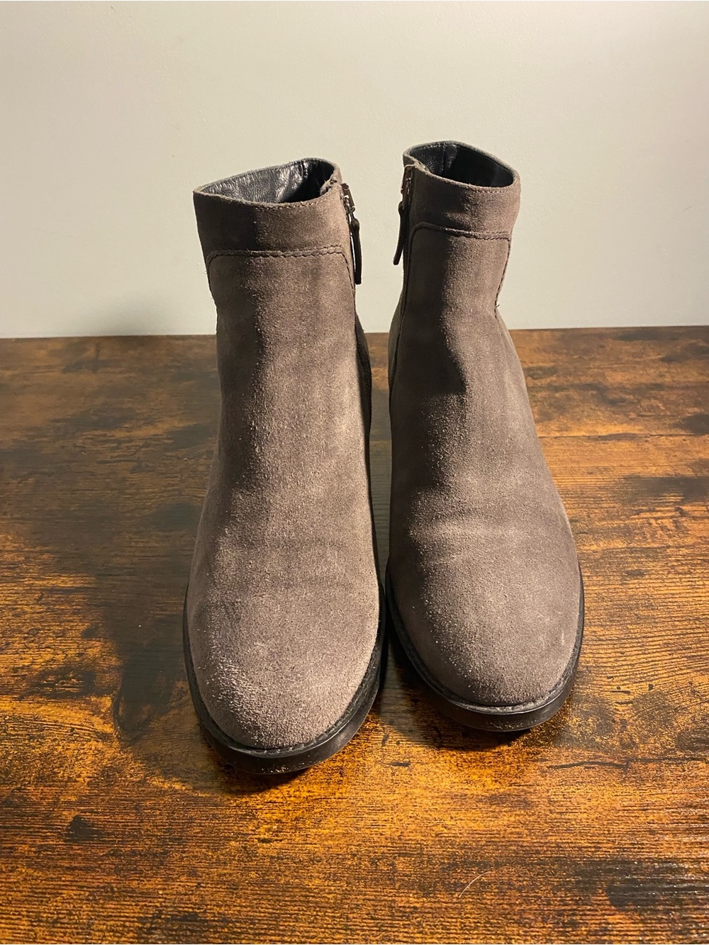Aquatalia Suede Ankle Booties in Gray Brown